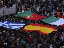 Bandeiras Portuguesa e Espanhola em Atenas.