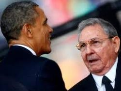Aperto de mão de Obama a Raul Castro